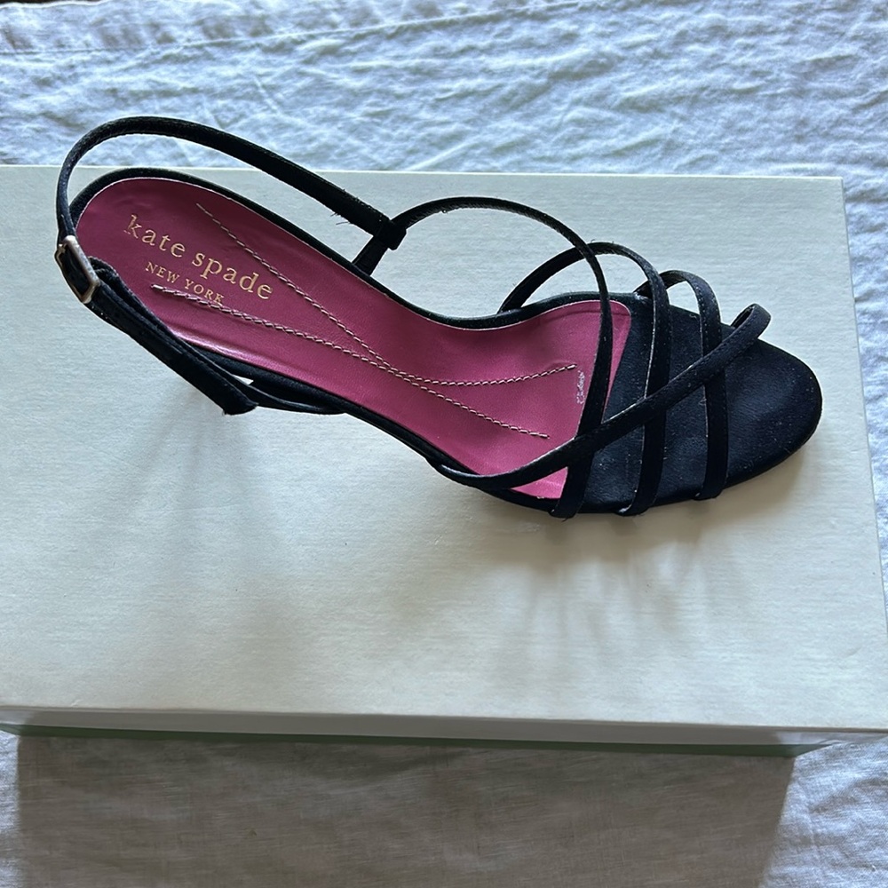 Women’s black satin shoes size 6.5 with original box and dust bag. Normal wear
